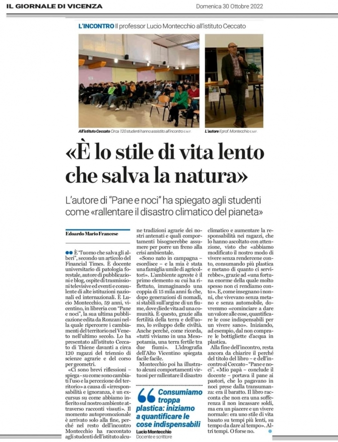 Il Giornale di Vicenza, 30.10.2022 - Lucio Montecchio